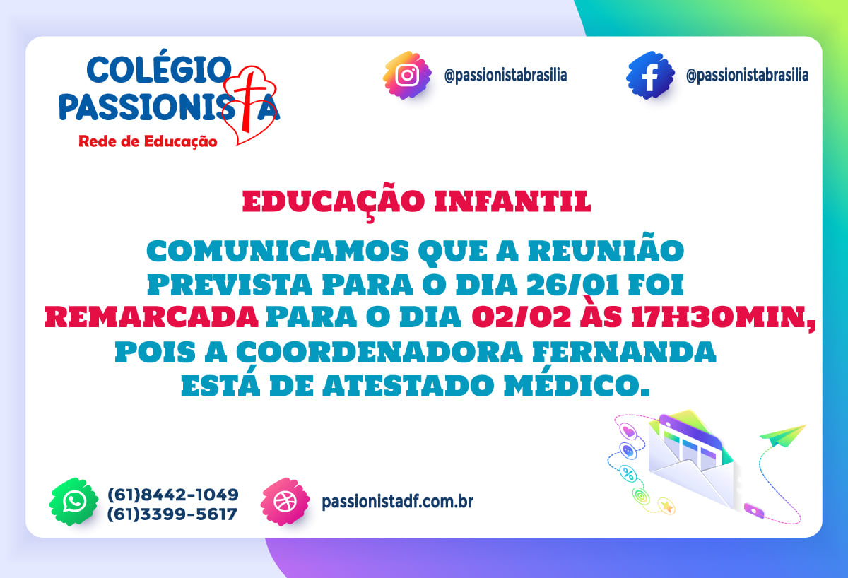 Reagendamento de Reuni�o de Pais M�e da Santa Esperan�a