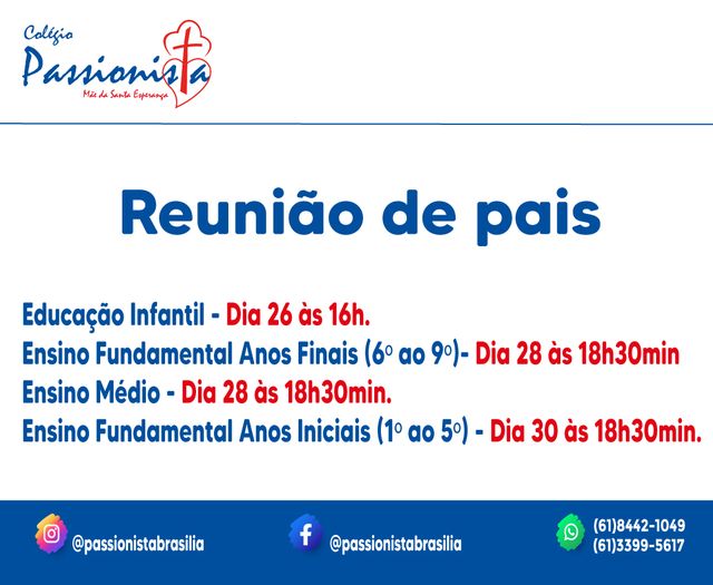 Reuni�o de Pais M�e da Santa Esperan�a