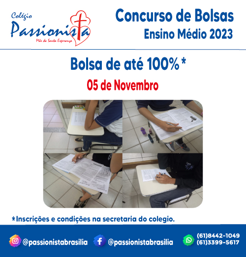 3� Concurso de Bolsas para o Ensino M�dio 2023 M�e da Santa Esperan�a